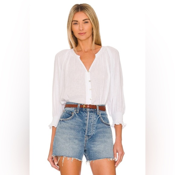 Rails Mariah Linen Button Front Top White - Picture 1 of 11